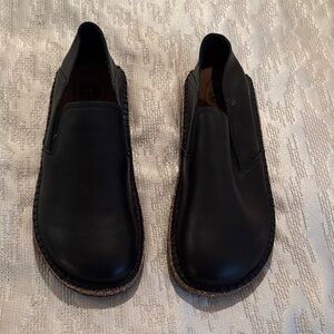 Birkenstock Black Leather Slip-On Shoes